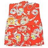 モスリン 一つ身着物 -63- 女の子 初着 祝着 一つ身 友禅 産着 ウール 日本製 羊毛 1歳 赤橙 手鞠