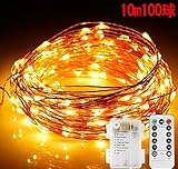 Vorally イルミネーションライト 電池式 リモコン付き　8モード点灯 タイマー設定　調光可能　防水IP65 クリスマスライト (暖白)