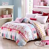CHENGYI ピンクのタウンパターンの学生の子供の綿の掛け布団のカバーシングルピースの秋と冬の漫画のダブルキルトのカバー ( サイズ さいず : 150*200cm )