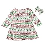 Tovadoo ワンピース+ヘアバンド 子供服 女の子 クリスマス衣装 長袖 北欧風 プリンセス 可愛い おしゃれ クリスマスパーティー 1-4歳