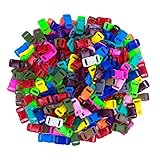 Craft County 100個または200個 9.5mm (3/8インチ) 成形 サイドリリース プラスチックバックル (ソリッドミックス 200個) ソリッドミックス - 200個 クリア