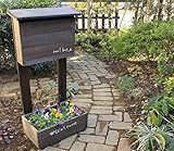 プランター付きポスト ダークブラウン　国産　木製　富田木工所