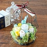 花由 プリザーブドフラワー 鳥かごランタン~LEDキャンドル付き 黄色&緑色【マケプレお急ぎ便・日時指定便対応可能】