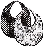 Bacati Classic Damask Bibs, White/Black by Bacati
