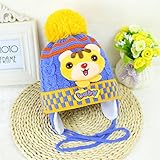 耳まであったか！クリスマス 防寒 ニット帽子 子供 用 ベア飾り 2017 新製品 blue