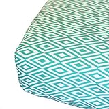 Oliver B Diamond Fitted Crib Sheet, Turquoise/White by Oliver B [並行輸入品]
