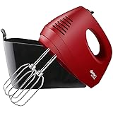 dretec(ドリテック) 【最新モデル】ハンドミキサースピード5段階切替 / 電源コード、ビーターが収納できるケース付き 泡立て HM-706RD(レッド)