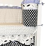 Black White & Periwinkle Flower Girl's Crib Fitted Sheet 100% Cotton by DK LEIGH
