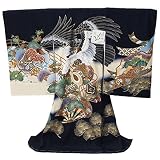 きもの京香 お宮参り 着物 男の子 男児 産着 初着 正絹 羽二重風の生地 濃紺 鷹 打出の小槌 松