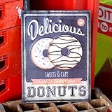 アンティークエンボスプレート「Donuts」（RECTサイン）　／ブリキ製看板／ティンサイン／アメリカン雑貨／