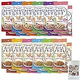 アイシア おさかな生活 ＆ おにく生活 180g（60g×3袋）12種類×2 計24個 くまねこ本舗特製猫柄ミニ保存ジッパー袋付き セット
