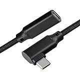 usb c 延長ケーブル L字 Cケーブル PD対応 100W/5A 急速充電+データ転送+オーディオビデオ出力 タイプ 断線防止 USB 3.1 Gen 2 (10Gbps) 0.5m Cメスから USB C オス変換延長コード PD急速充電 US