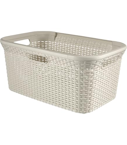 Curver Knit 57 Litre Laundry Hamper, Misty Blue, 45 X 34 X 57L Blue