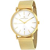 Christian Van Sant Men's Paradigm Stainless Steel Quartz Watch with Stainless-Steel Strap, Gold, 22 (Model: CV4325)