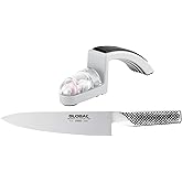 Global Knife and Sharpener 2-Piece Starter Set, Cromova 18 Stainless Steel, Made in Japan