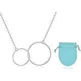 [ スティファニー ] sūTIFFANY&oC. 2017年 モデル 人気 商品 ダブル サークル レディース スターリング シルバー （s925 刻印あり）ネックレス ペンダント チェーン 3段階 調節 ジュエリー ポーチ セット
