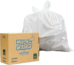 フォルタ ゴミ袋 白半透明 (45L &times; 100枚 / 0.03mm) 箱入り 破れにくい 厚手 丈夫 (半透明/破れにくい) 乳白色 業務用 家庭用
