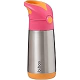 b.box(ビーボックス) 子供 水筒 ストロー 断熱ドリンクボトル 350ml 保冷 保温 ワンプッシュ式 上段食洗機OK 【b.box正規品】 【ステンレスボトル】 ストロベリーシェイク