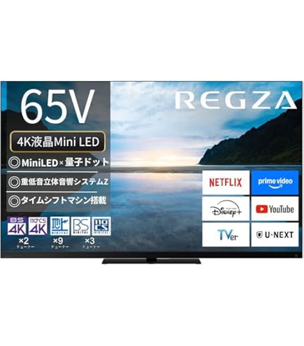 即日受渡❣️東芝REGZA65型タイムシフト YouTube? Netflix?64500円