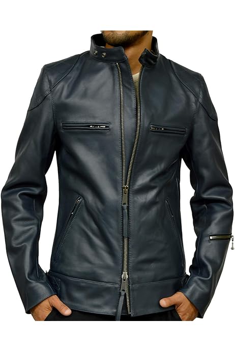 Amazon | [ハルフ] ライダースジャケット シングル メンズ 本革 レザー  