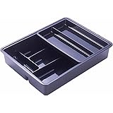 下村企販 引き出し 仕切り スライド式 整理トレー 【日本製】 カトラリーケース 収納 ブラック 24680 燕三条