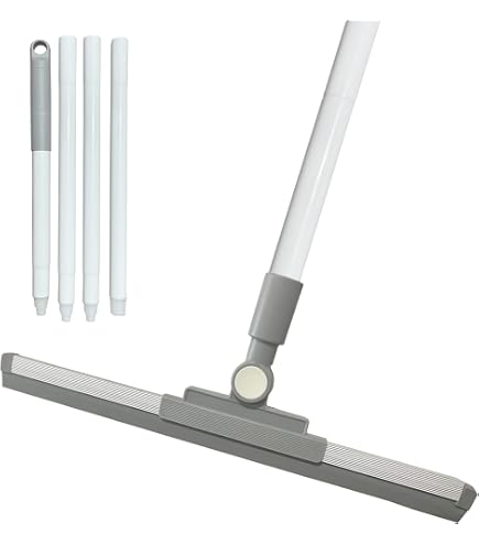 Floor Squeegee With 180° Rotating Head - 52" Adjustable Handle, 14.2" Rubber Blade For Tile, Glass, Garage, Shower - View #14