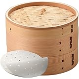 杉木 セイロ 本体・蓋 本体2個セット 業務用 蒸篭 蒸し器専用シート20枚入り蒸籠 中華せいろ 蒸し器 (杉木21㎝)