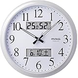 MAG(マグ) 掛け時計 電波時計 アナログ ダブルリンク 環境目安表示機能付き 温度 湿度 日付 曜日表示 ホワイト W-711WH