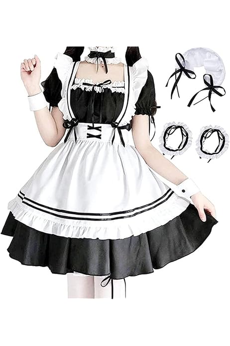 Amazon.co.jp: ABUNDANTDOODS メイド 服 ゴスロリ 萌え コスプレ 衣装  