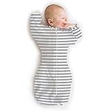 Swaddle Designs スワドルデザインズ (SwaddleDesigns) 【日本正規品】スワドルサック GVストライプ 安眠サポート 引っ掻き防止 モロー反射防止 七分丈 コットン 0-3か月 ヘザーグレイストライプ SD-706HGV-
