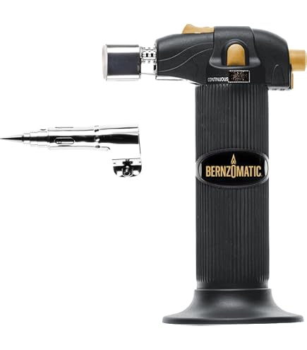 Seachoice 61271 Professional Heavy-Duty Butane Power Torch – 2500°F Output, Dual Flame Controls, Brass/Steel Build, Hands-Free Base (Fuel Not Included)