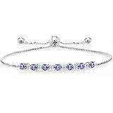 Gem Stone King 925 Sterling Silver Blue Tanzanite and White Topaz Tennis Bracelet For Women (1.20 Cttw, Gemstone Birthstone, 