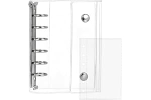 Hueapion シール帳 透明 女の子 はがせる A7サイズ ミニ6穴 シール バインダー シール手帳 クリアバインダー 6穴 シール収納 推し活グッズ （透明）