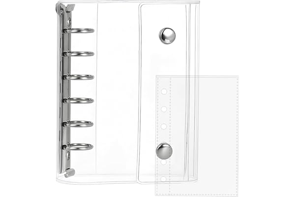 Hueapion シール帳 透明 女の子 はがせる A7サイズ ミニ6穴 シール バインダー シール手帳 クリアバインダー 6穴 シール収納 推し活グッズ （透明）