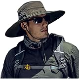 Folouse Sun Hat, Breathable Boonie Adjustable Sun Hat with UV Protection Wide Brim for Outdoor Fishing, Hiking, Safari