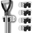 HYRIXDIRECT Mop And Broom Holder Wall Mount Heavy Duty Broom Holder Wall Mounted Broom Organizer Home Garden Garage Storage Rack 5 Position With 6 Hooks Grey