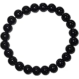 ROSTIVO Natural Black Obsidian Bracelet Beaded Bracelets for Men Women Boys and Girls Stretch Bracelet 8mm Feng Shui Bracelet