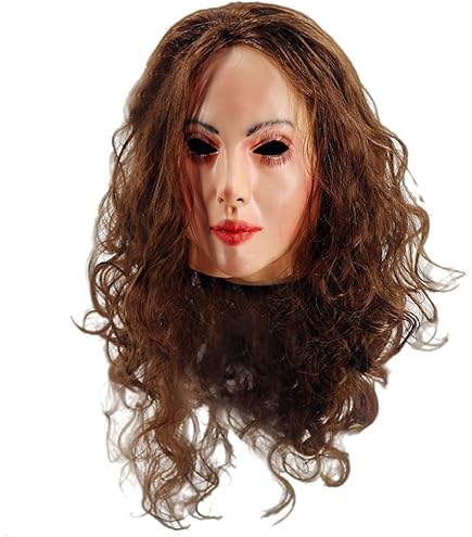 EQAIWUJIE Gezichtsmasker, realistisch handgemaakt vrouwelijk siliconen hoofdmasker voor crossdresser transgender cosplay Halloween maskerade (bruin EQAIWUJIE Gezichtsmasker, realistisch handgemaakt vrouwelijk siliconen hoofdmasker voor crossdresser transgender cosplay Halloween maskerade (bruin