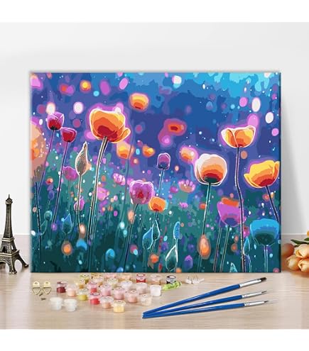 TUMOVO DIY Paint By Numbers Kit - Colorful Woman Acrylic Painting On 16x20 Canvas, Includes Brushes & Paints, Frameless, For Adults Beginners - View #6