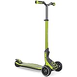Globber Ultimum スクーター 子供 ティーン 大人用 3輪スクーター 対象年齢5歳以上 大人用 特許取得済折りたたみシステム 調節可能なTバー 夏のアウトドアに最適 (ライムグリーン)