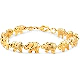 Barzel 18K Gold Plated Elephant Bracelet For Women - Made In Brazil, 7.5 Inches, Brass
