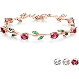 FEDONA 18k Rose Gold-Plated Sterling Silver Diamond Accent Two-Tone Gemstone Tennis Bracelet Diamond Bangle Bracelet