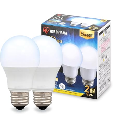 Amazon | 【E26】アイリスオーヤマ LED電球 60W形相当 電球色 口金直径 
