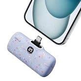 iWALK LinkPod Pattern リボン柄 USB-C 直挿し 4800mAh 20W モバイルバッテリー 可愛いパープルリボン | リボン柄・USB-C直挿しでスマホ充電はケーブル不要／4800mAh・最大20W、iPhone 15以降・