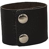 AZYOUNG Men's Black Brown White 5cm Wide Leather Bracelet Two Rows of Buckles Wristband Cuff Bangle,Length:23cm