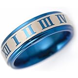 リング タングステン ローマ数字 6mm幅 ブルー １１号