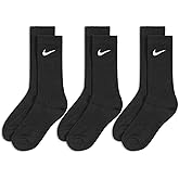 Nike Performance Cushion Crew Training Socks (3 Pair) (Medium, Black/White)