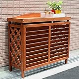 逆ルーバーエアコン室外機カバー ブラウン 幅95cm ノーブランド品