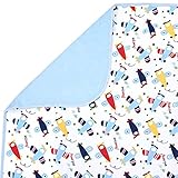 【Pedonir】おねしょシーツ 防水シーツ 70×85cm ベビーベッド ベビー 赤ちゃん 綿 防水 蒸れにくい 寝汗 ペットシーツ 犬 猫 おねしょ対策 (ブルー　飛行機)