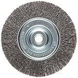 Weiler Vortec Pro Narrow Face Wire Wheel Brush, Round Hole, Carbon Steel, Crimped Wire, 6" Diameter,